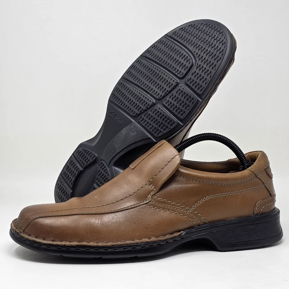 Clarks Mens 13919 Escalade Step Brown Casual Slip On Loafers‎ Shoes Size 9.5M